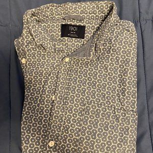 1901 Hexagon/Geometric Pattern Short Sleeve Button Up Shirt